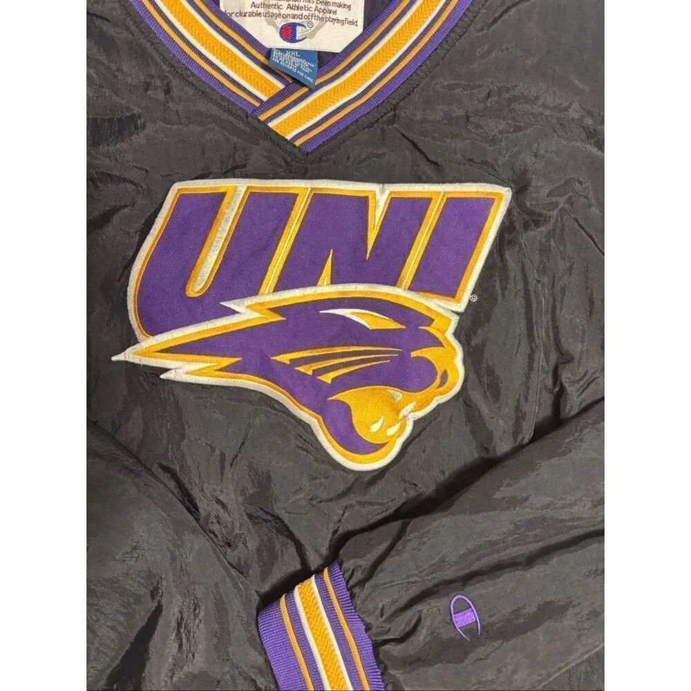 Champion UNI Panthers Pullover Windbreaker Jacket Mens XXL Purple Gold Vintage